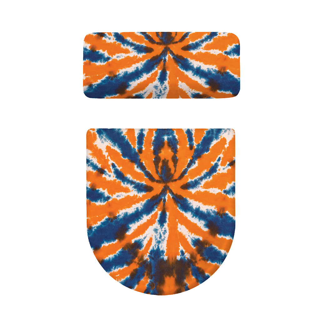 Blue And Orange Spider Tie Dye Print Toilet Lid And Tank Cover Set