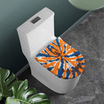 Blue And Orange Spider Tie Dye Print Toilet Lid Cover