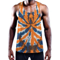 Blue And Orange Spider Tie Dye Print Men's Workout Tank Top