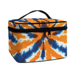 Blue And Orange Spider Tie Dye Print Travel Makeup Bag