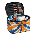 Blue And Orange Spider Tie Dye Print Travel Makeup Bag