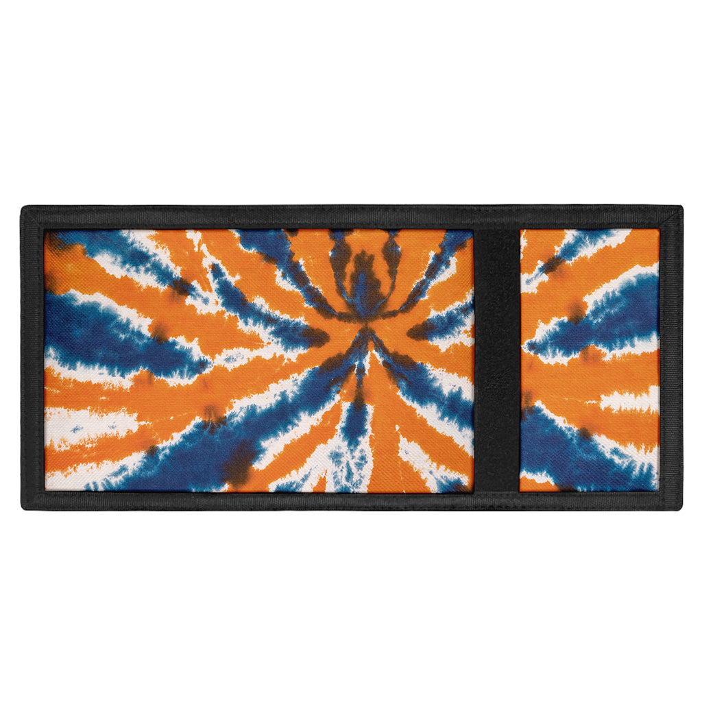 Blue And Orange Spider Tie Dye Print Trifold Wallet