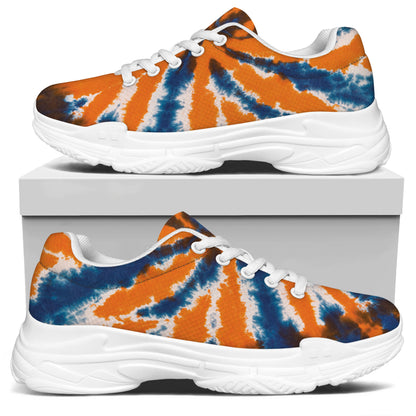 Blue And Orange Spider Tie Dye Print White Chunky Shoes
