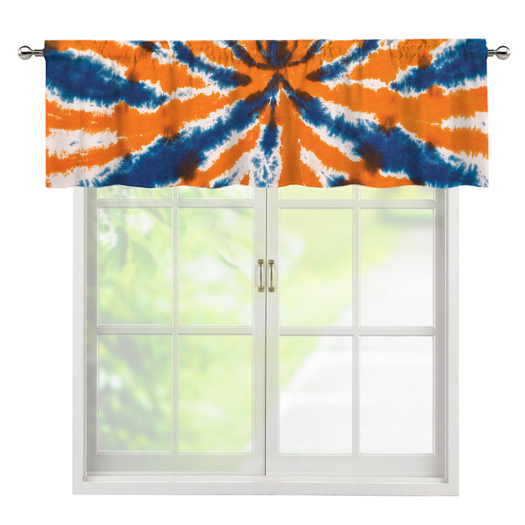 Blue And Orange Spider Tie Dye Print Window Valance