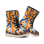 Blue And Orange Spider Tie Dye Print Winter Boots