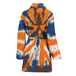 Blue And Orange Spider Tie Dye Print Women's Bathrobe