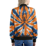 Blue And Orange Spider Tie Dye Print Women's Bomber Jacket