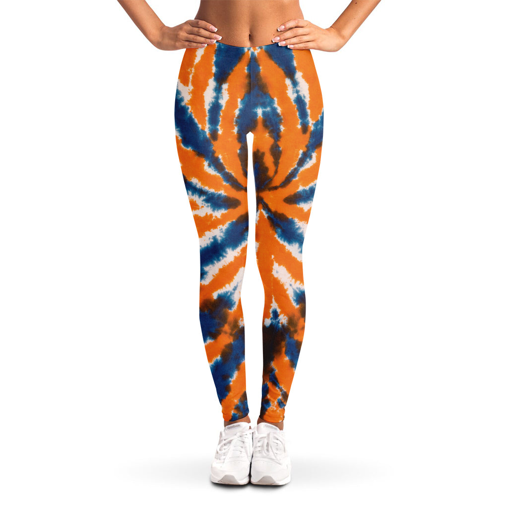 Blue And Orange Spider Tie Dye Print Women's Leggings
