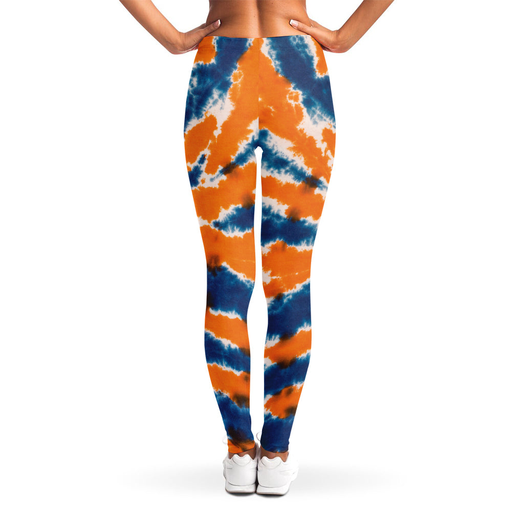 Blue And Orange Spider Tie Dye Print Women's Leggings