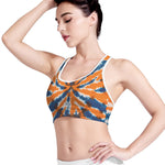 Blue And Orange Spider Tie Dye Print Women's Sports Bra