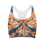 Blue And Orange Spider Tie Dye Print Women's Sports Bra