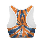 Blue And Orange Spider Tie Dye Print Women's Sports Bra