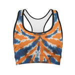 Blue And Orange Spider Tie Dye Print Women's Sports Bra