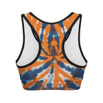 Blue And Orange Spider Tie Dye Print Women's Sports Bra