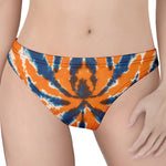 Blue And Orange Spider Tie Dye Print Women's Thong