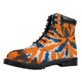 Blue And Orange Spider Tie Dye Print Padded Collar Lace Up Boots