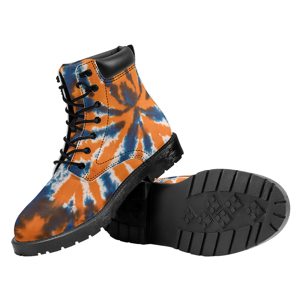 Blue And Orange Spider Tie Dye Print Work Boots