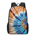 Blue And Orange Tie Dye Print 17 Inch Backpack