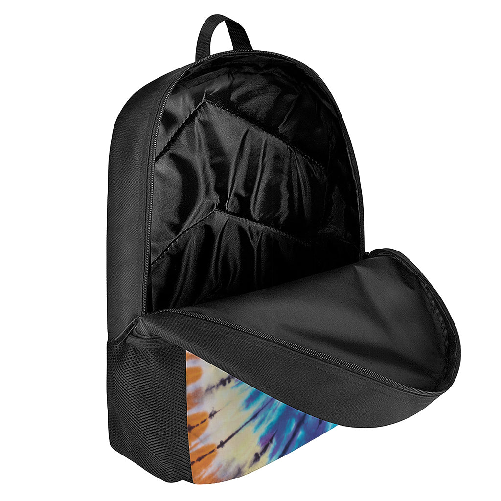 Blue And Orange Tie Dye Print 17 Inch Backpack