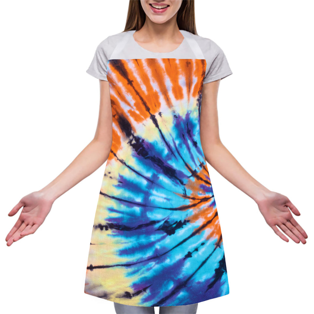 Blue And Orange Tie Dye Print Adjustable Apron