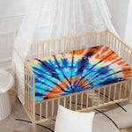 Blue And Orange Tie Dye Print Baby Crib Sheet