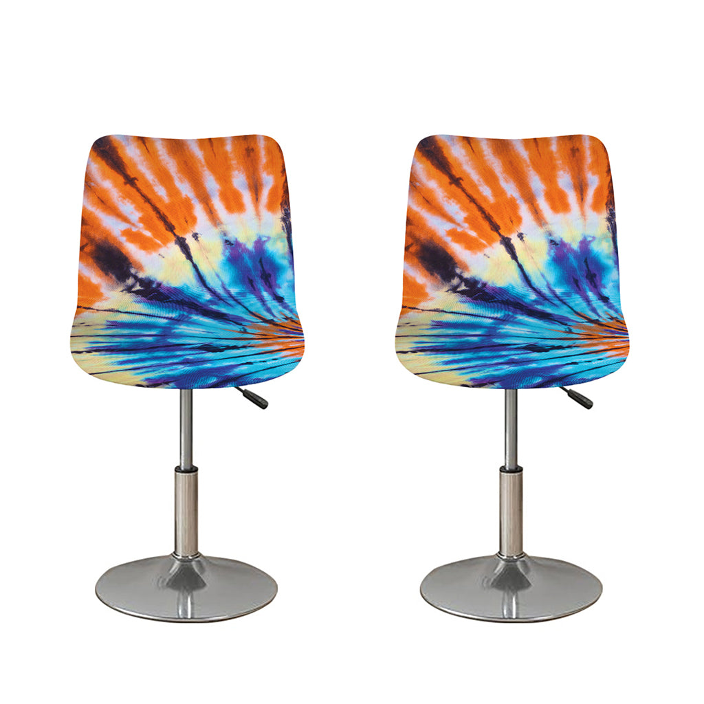 Blue And Orange Tie Dye Print Bar Stool Covers