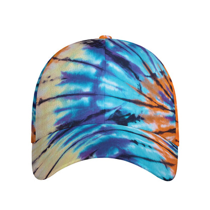 Blue And Orange Tie Dye Print Baseball Cap