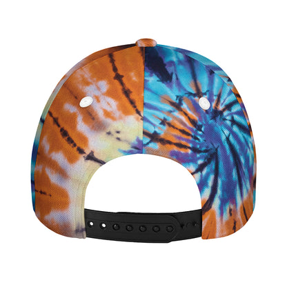 Blue And Orange Tie Dye Print Baseball Cap