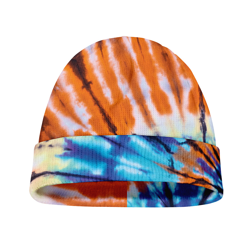 Blue And Orange Tie Dye Print Beanie