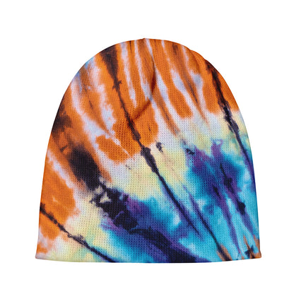 Blue And Orange Tie Dye Print Beanie
