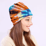 Blue And Orange Tie Dye Print Beanie