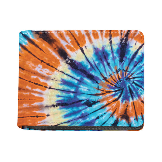 Blue And Orange Tie Dye Print Bifold Wallet