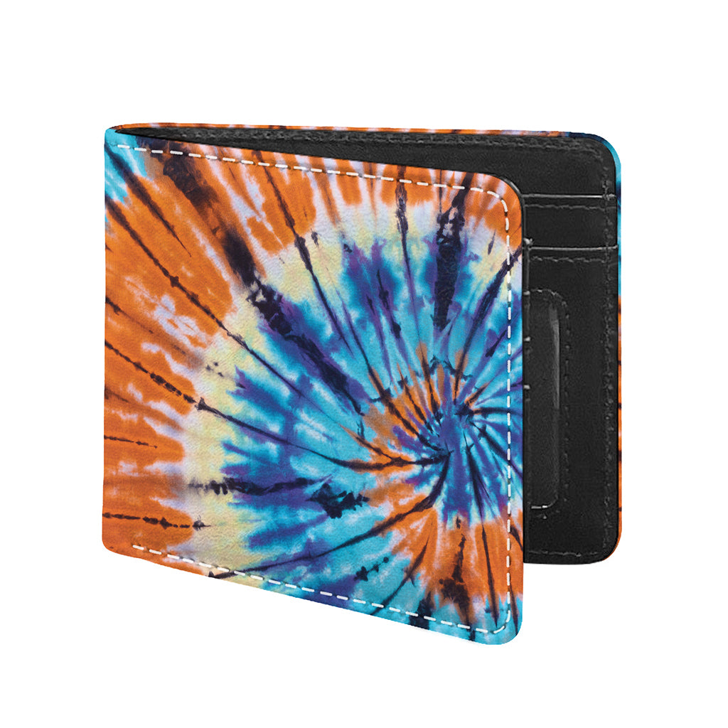 Blue And Orange Tie Dye Print Bifold Wallet