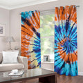 Blue And Orange Tie Dye Print Dimout Grommet Curtains