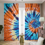 Blue And Orange Tie Dye Print Blackout Pencil Pleat Curtains