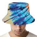 Blue And Orange Tie Dye Print Bucket Hat