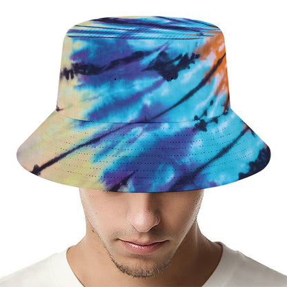Blue And Orange Tie Dye Print Bucket Hat