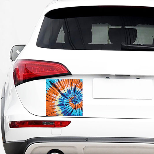 Blue And Orange Tie Dye Print Car Sticker