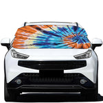 Blue And Orange Tie Dye Print Car Windshield Snow Cover
