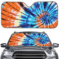 Blue And Orange Tie Dye Print Car Windshield Sun Shade