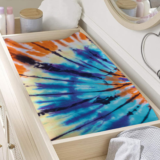 Blue And Orange Tie Dye Print Changing Pad Cover