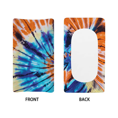 Blue And Orange Tie Dye Print Changing Pad Cover