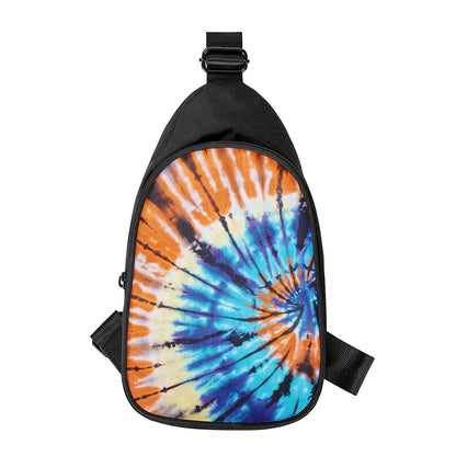 Blue And Orange Tie Dye Print Chest Bag