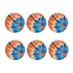 Blue And Orange Tie Dye Print Coaster Set
