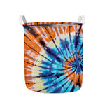 Blue And Orange Tie Dye Print Collapsible Laundry Basket