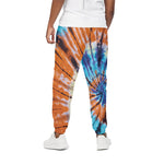 Blue And Orange Tie Dye Print Cotton Pants