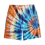 Blue And Orange Tie Dye Print Cotton Shorts