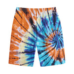 Blue And Orange Tie Dye Print Cotton Shorts