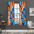 Blue And Orange Tie Dye Print Grommet Curtain Panels