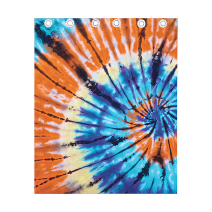 Blue And Orange Tie Dye Print Curtain